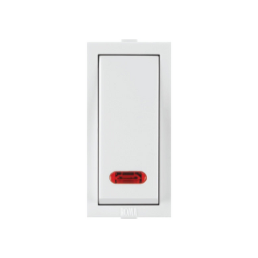 Anchor Roma 25A Single Pole Power Switch with Indicator, 1 Way, White, 1 Module