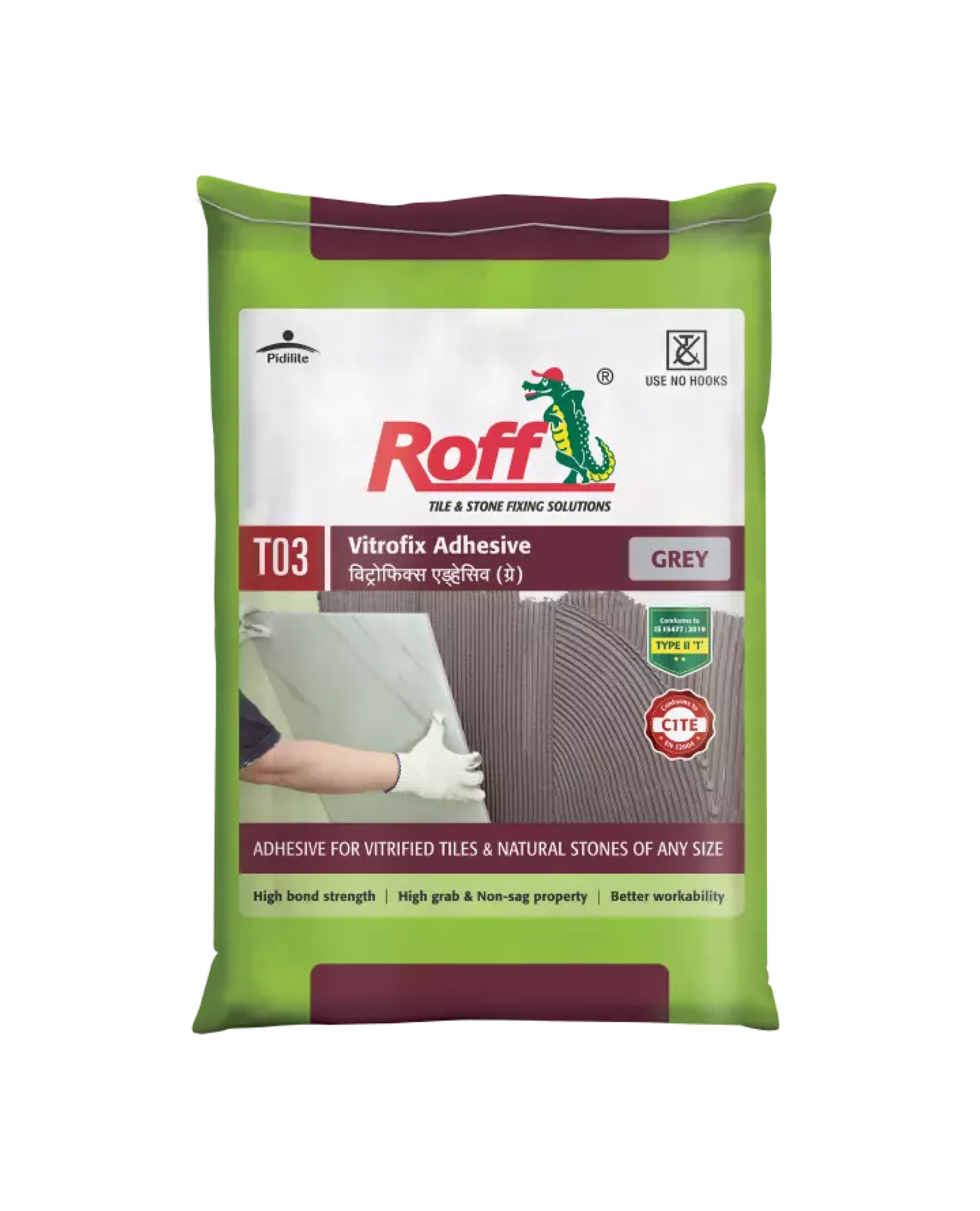 Roff T03 VFA Floor & Wall Tile Adhesive, Grey, 20 Kg Bag