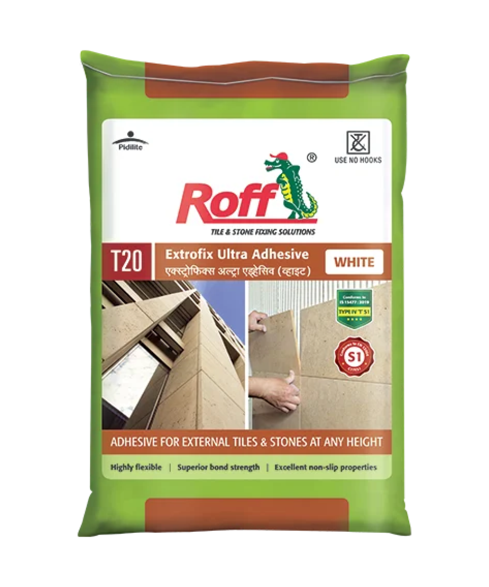 Roff T20 Extrofix Ultra Floor & Wall Tile  Adhesive, White, 20 Kg Bag