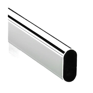 Hettich Wardrobe Oval Cabinet Rail, 2000 mm Length, Chrome Gloss