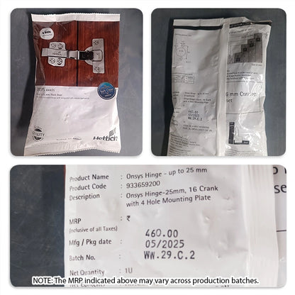 Hettich Onsys 4447i Soft Close Hinges, 1 Set (2 Nos)