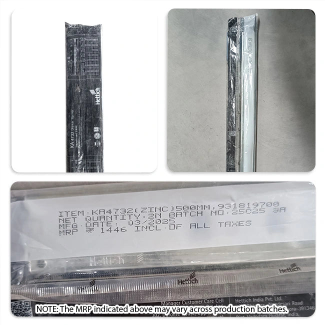 Hettich KA 4732 Telescopic Channel, Soft Close, 35 kg Capacity, Zinc