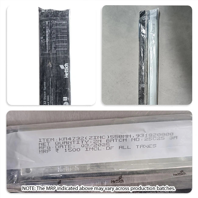 Hettich KA 4732 Telescopic Channel, Soft Close, 35 kg Capacity, Zinc