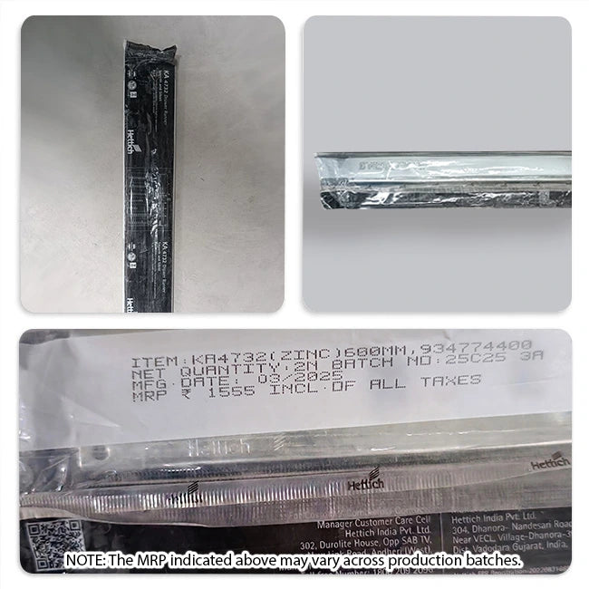 Hettich KA 4732 Telescopic Channel, Soft Close, 35 kg Capacity, Zinc