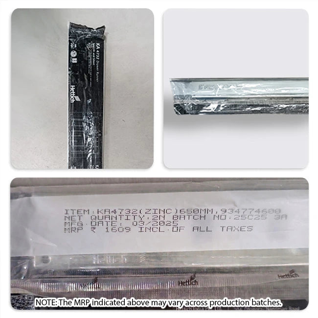 Hettich KA 4732 Telescopic Channel, Soft Close, 35 kg Capacity, Zinc