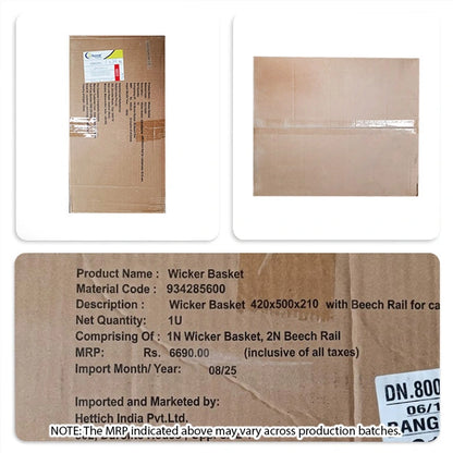 Hettich Wicker Basket with 19mm wide Beech Runners, 500mm Depth
