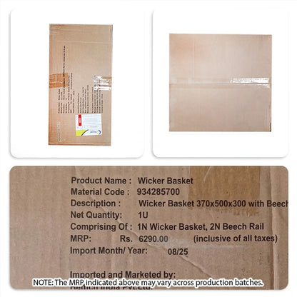Hettich Wicker Basket with 19mm wide Beech Runners, 500mm Depth
