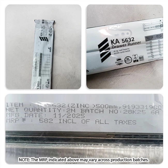 Hettich KA 5632 Telescopic Channel, Regular Close, 45 kg Capacity, Zinc, 200mm to 700mm