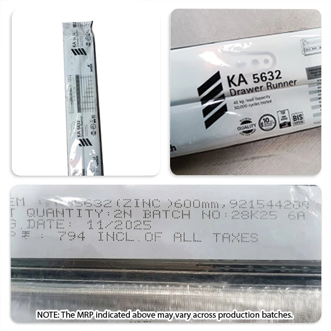 Hettich KA 5632 Telescopic Channel, Regular Close, 45 kg Capacity, Zinc, 200mm to 700mm