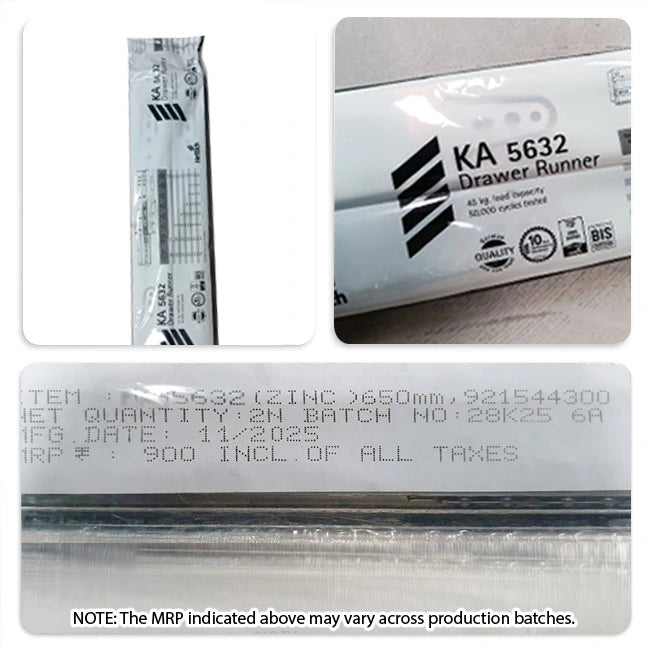 Hettich KA 5632 Telescopic Channel, Regular Close, 45 kg Capacity, Zinc, 200mm to 700mm