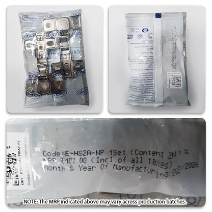 Ebco Slip On Hinge, Regular Close, 1 Set (2 Nos)