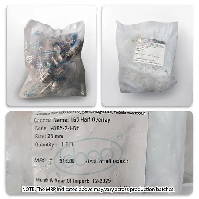 Ebco 165° Hinge, Regular Close, 1 Set (2 Nos)