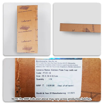 Ebco Kitchen Plate/Glass Tray (with rod supports and anchor kit)