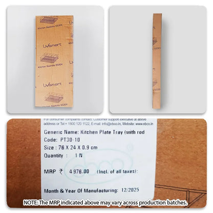 Ebco Kitchen Plate/Glass Tray (with rod supports and anchor kit)