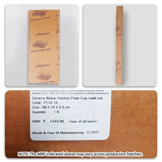 Ebco Kitchen Plate/Glass Tray (with rod supports and anchor kit)