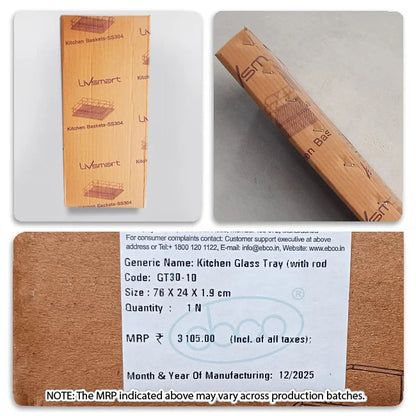 Ebco Kitchen Plate/Glass Tray (with rod supports and anchor kit)