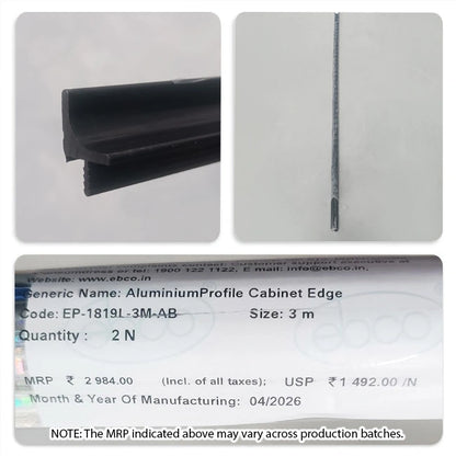 Ebco Aluminium Profile Cabinet Edge, Length 3m