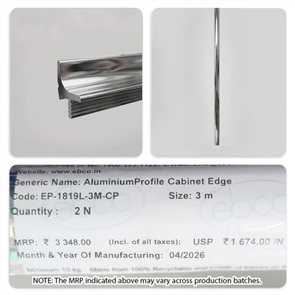 Ebco Aluminium Profile Cabinet Edge, Length 3m