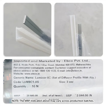 Ebco Luminor 8C (Set of Diffusor Profile with Aluminium Heat Sink Profile) | HomeRun, Bangalore