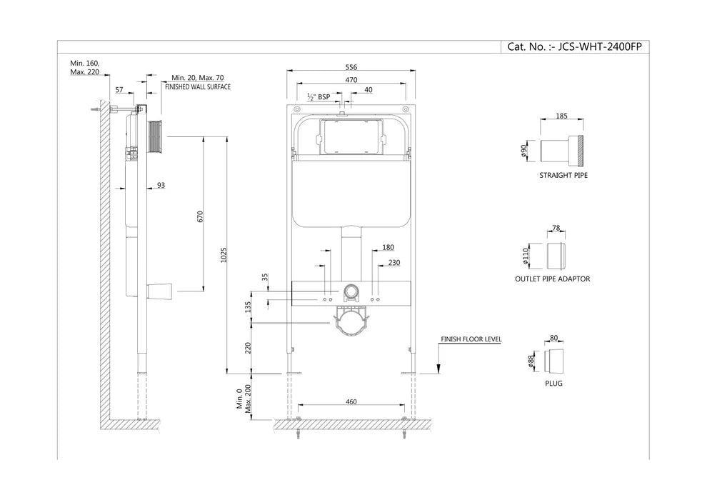 Jaquar Single Piece Slim Concealed Cistern