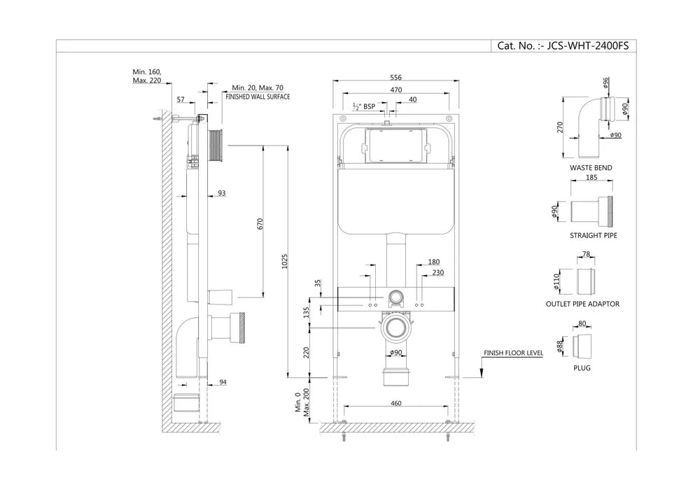 Jaquar Single Piece Slim Concealed Cistern