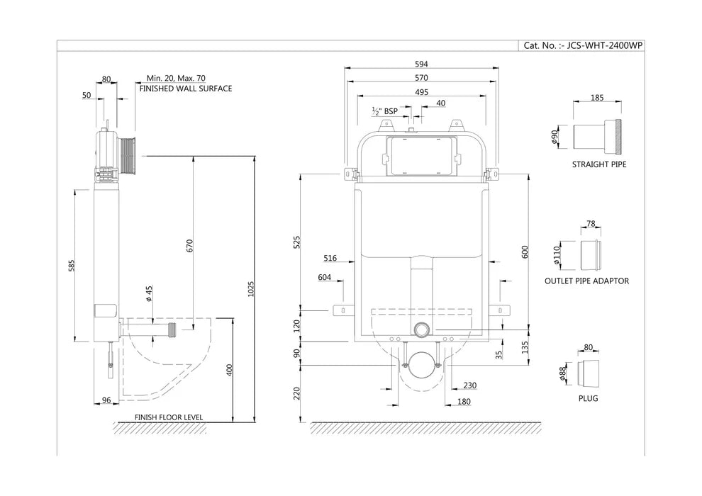 Jaquar Single Piece Slim Concealed Cistern