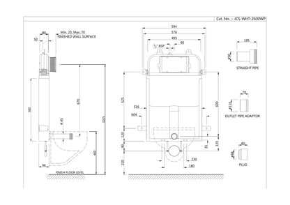 Jaquar Single Piece Slim Concealed Cistern