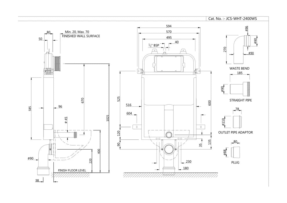 Jaquar Single Piece Slim Concealed Cistern