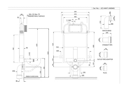 Jaquar Single Piece Slim Concealed Cistern