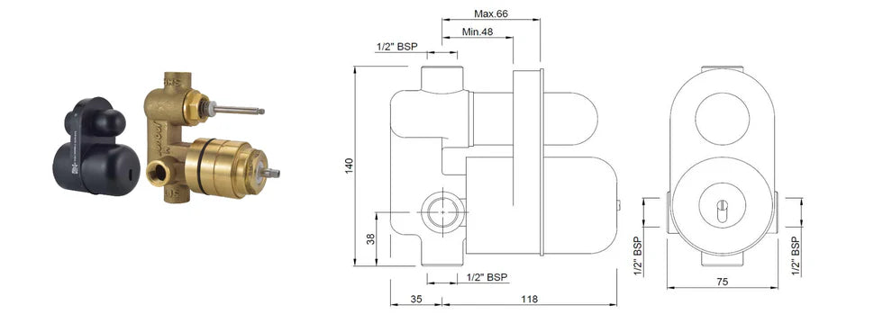 Jaquar Concealed Body for Single Lever Diverter