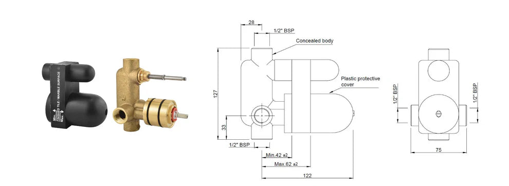 Jaquar Concealed Body for Single Lever Diverter