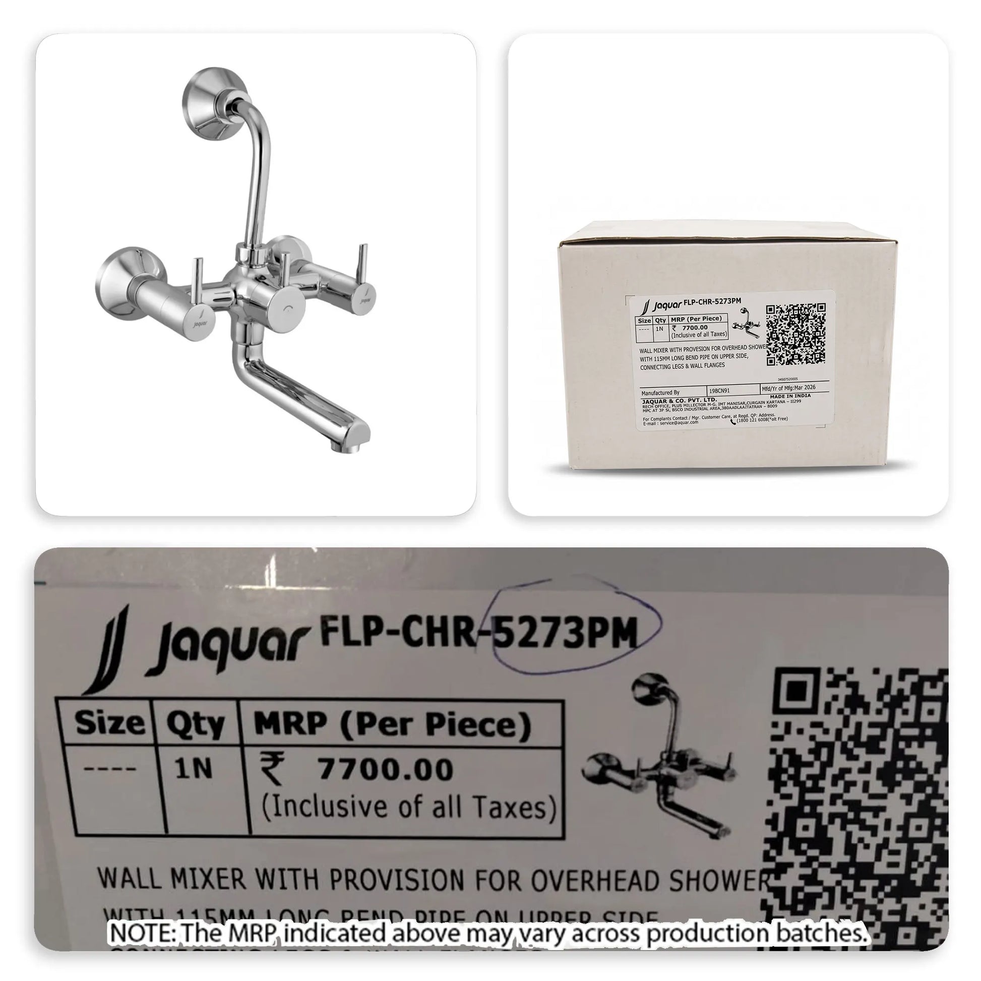 Jaquar Florentine Prime Wall Mixer with Shower Provision, Chrome I Homerun, Bangalore