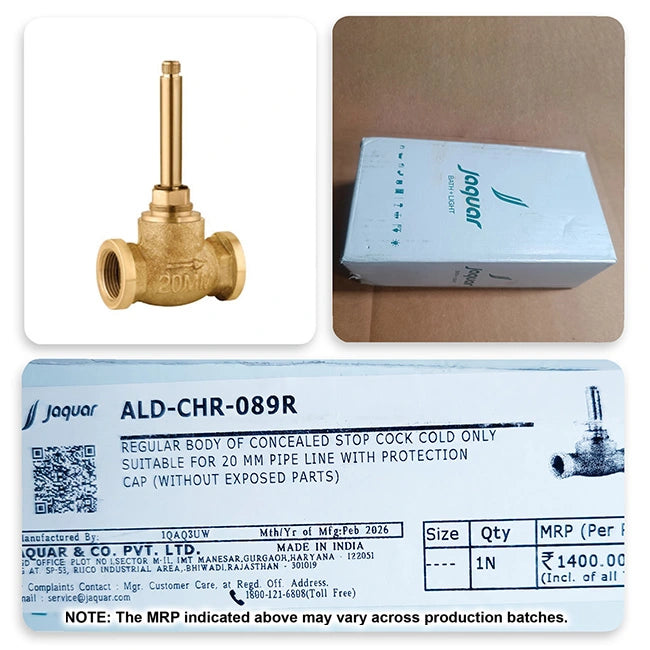 Jaquar Regular Body of Concealed Stop Cock, ALD-CHR-089R