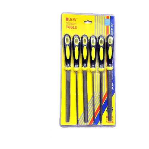 Jon Bhandari F-002 Machinist File Set with Handles (8-Inch, 6-Piece)