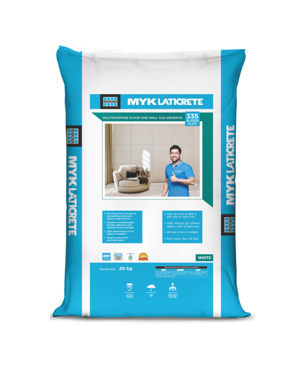 MYK Laticrete 335 Super Flex Tile & Stone Adhesive, White, 20 Kg Bag