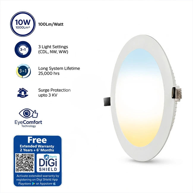 Philips Ultra Glow 3-in-1 LED Downlight, Round