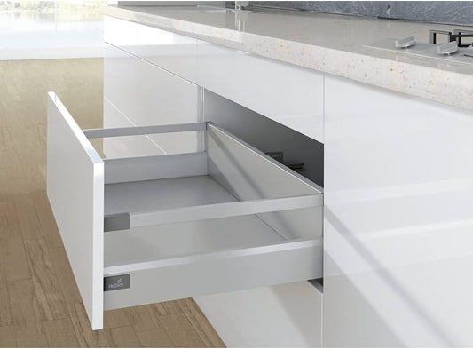 Hettich ArciTech Pot & Pan with railing Drawer System, Silver, 650mm L, 186mm H, 70 Kg Capacity (Full Set)