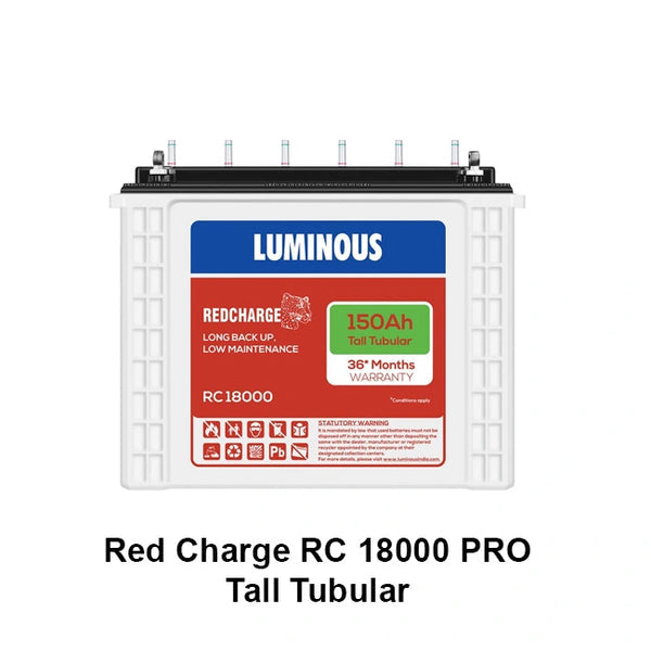Luminous Red Charge RC 18000 150Ah Tall Tubular Inverter Battery