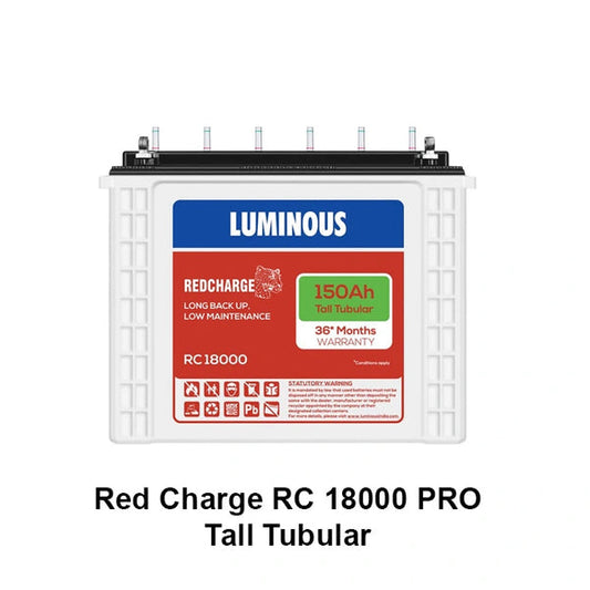 Luminous Red Charge RC 18000 150Ah Tall Tubular Inverter Battery