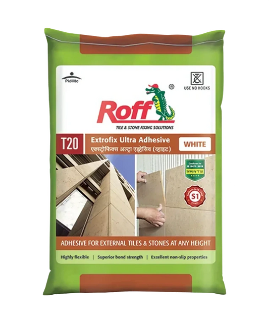 Roff T20 Extrofix Ultra Tile  Adhesive, White, 20 Kg Bag