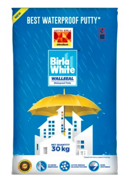 Birla White WallSeal Waterproof Putty, 30 Kg Bag