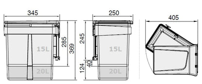 Ebco Swing Out Waste Bin, Rectangular, Double