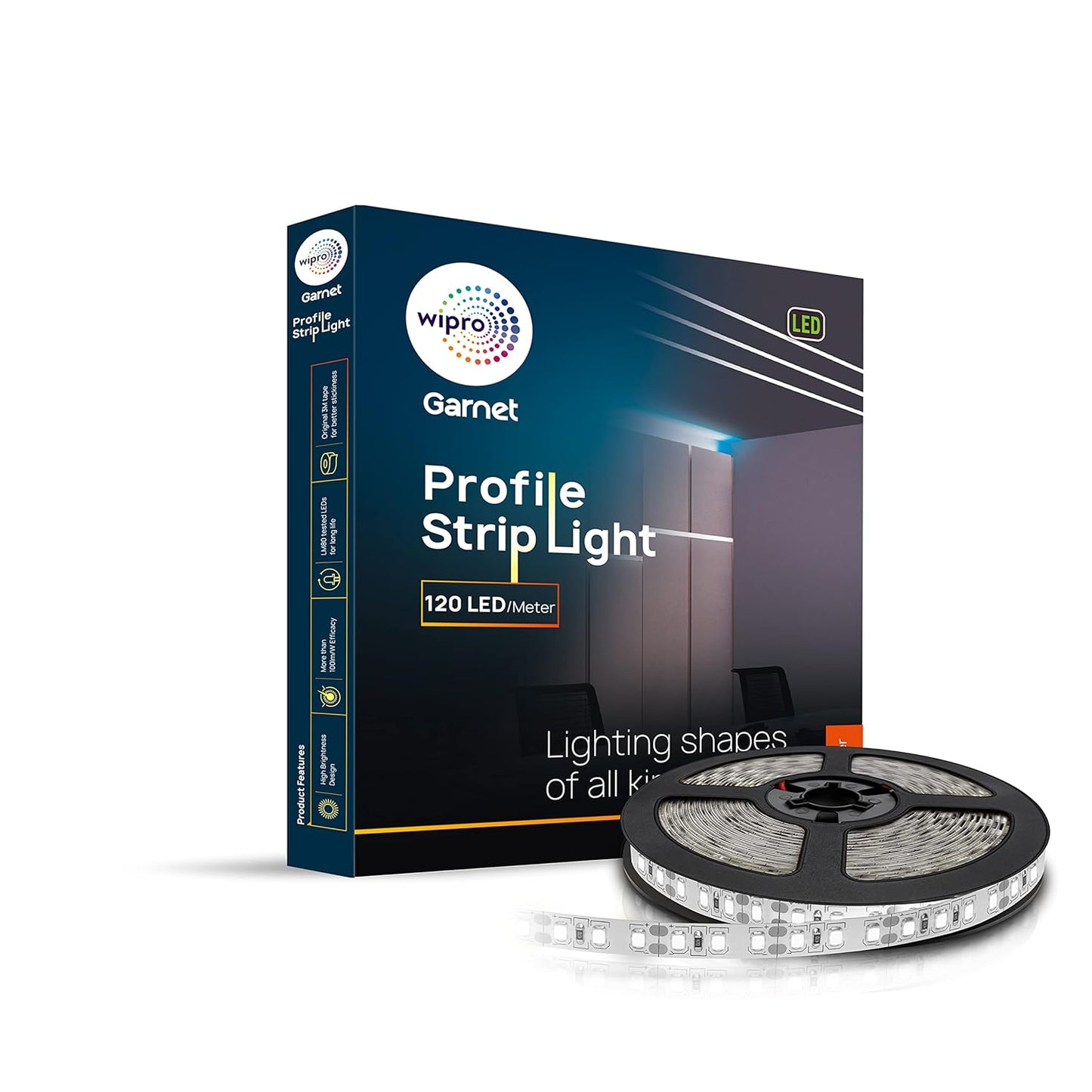 Wipro Garnet 120 LEDs/Meter Profile & Cove LED Strip Light - 5Mtr