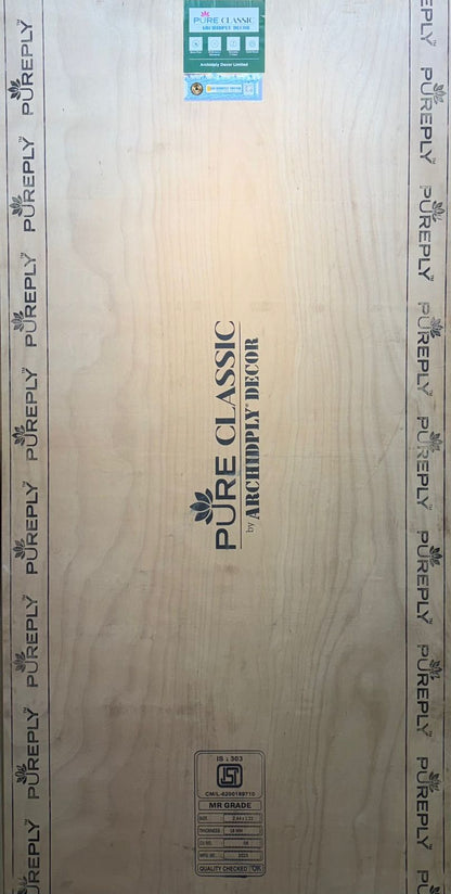 Archidply Pure Classic plywood sheet (portrait view) with Pureply edge branding