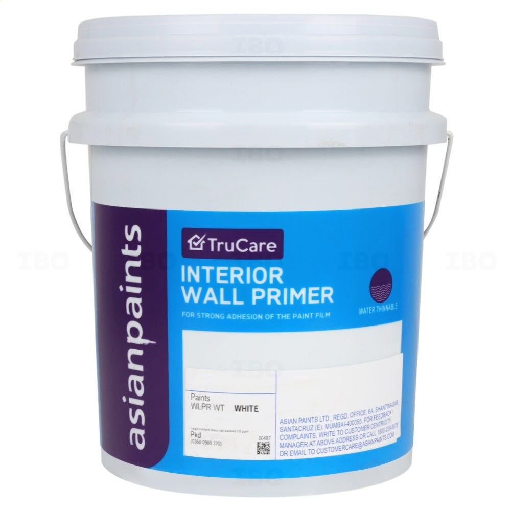 Asian Paints TruCare Interior Wall Primer, Water Thinnable, 20 Litre Bucket