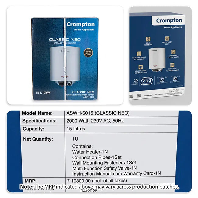 Crompton Classic Neo, 2000W Storage Water Heater