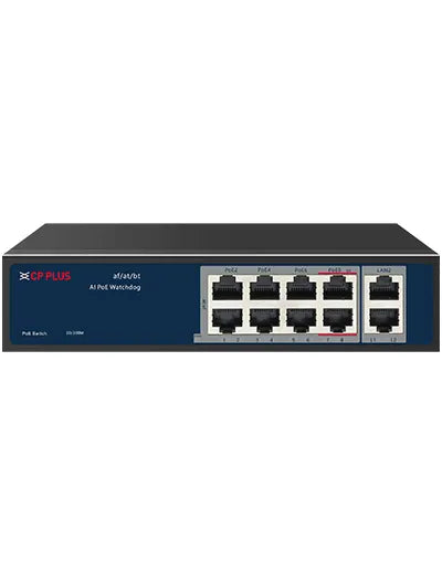 CP Plus 8 Port PoE Switch - CP-ANW-HPU8H2-N12