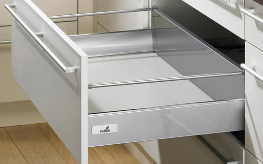 Hettich InnoTech Pot & Pan Drawer System, Silver, 470mm L, 144mm H, 30 Kg Capacity (Full Set)