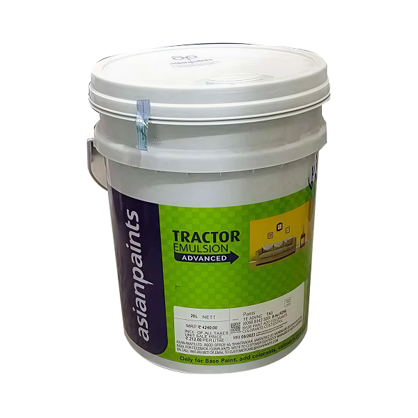 Get a bright, fresh white finish for your home on a budget with genuine Asian Paints Tractor Emulsion Advanced. The smart choice for a clean look, with fast 60-min delivery in Bengaluru.