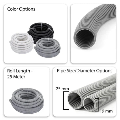 Flexible PVC Electrical Conduit Pipe, 25m Roll I Homerun, Bangalore